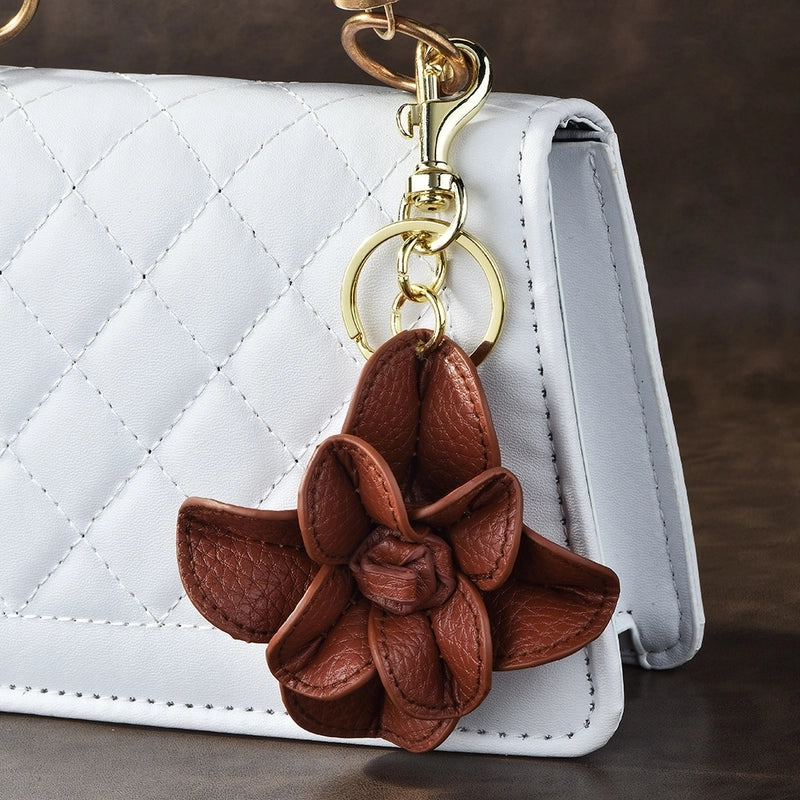 Streetwear Flower Pu Leather Alloy Women’s Bag Pendant Keychain