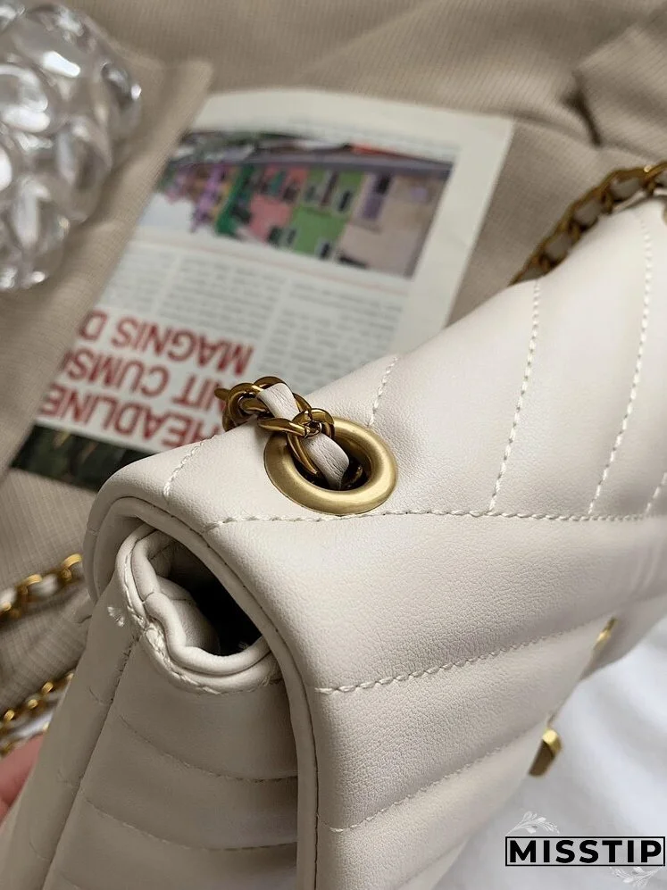 Stitch Detail Flap Shoulder Bag