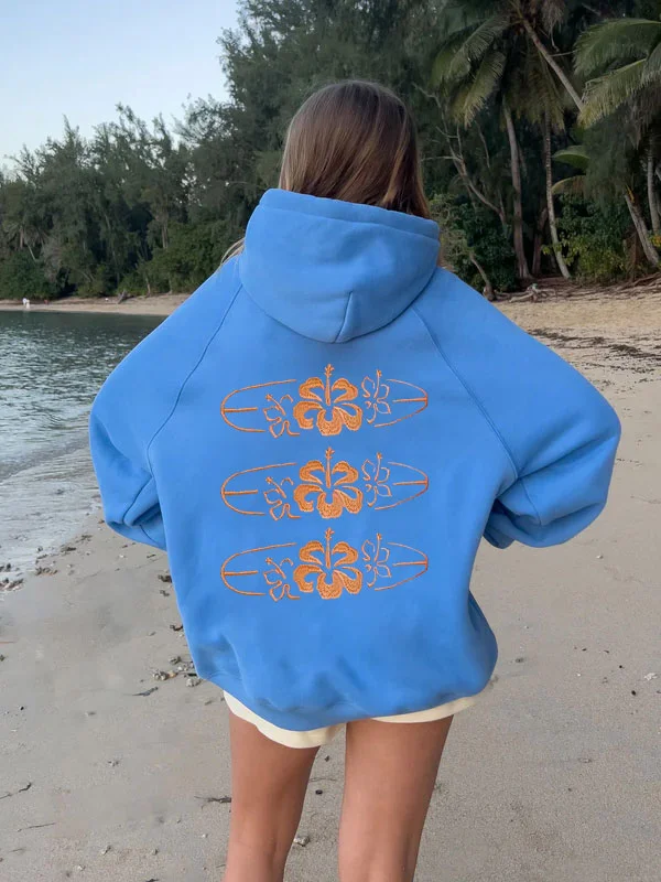 Embroidery drop shoulder hoodie 