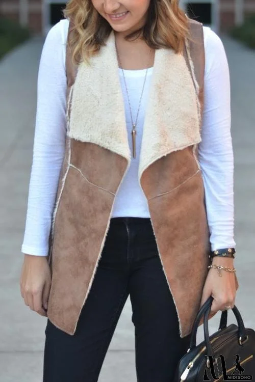 MidiSono - Lapel Faux Fur Vest