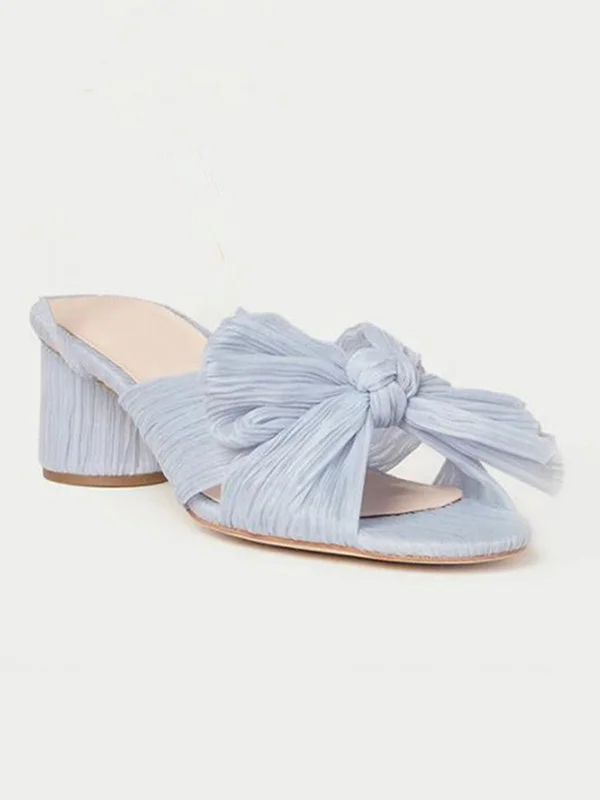 Hollow Peep Toe Pleated Shiny Slippers Pumps Sandals