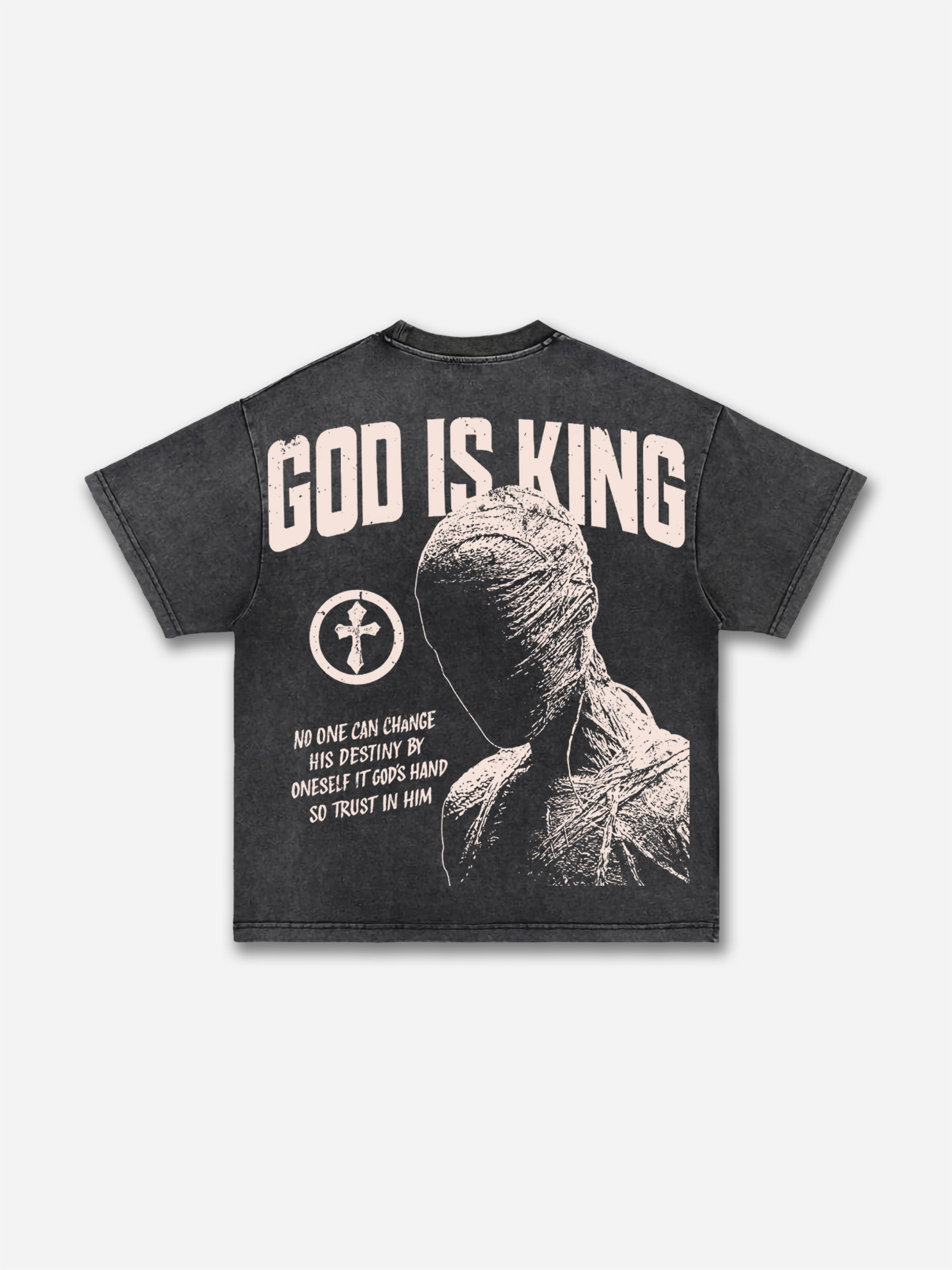 God Is King Mummy Vintage Graphic Acid Washed T-shirt elevenforest