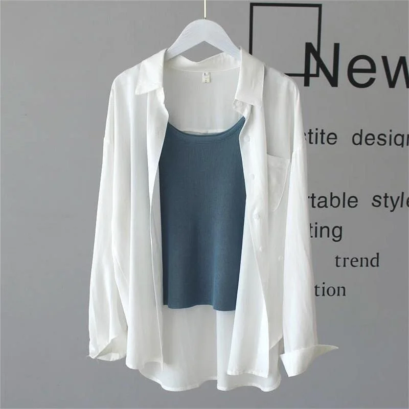 Uveng Uveng And Autumn Thin Shirt Outside The Women's Leisure Relaxed Long-Sleeved Chiffon Sunscreen Jacket 2025 Summer