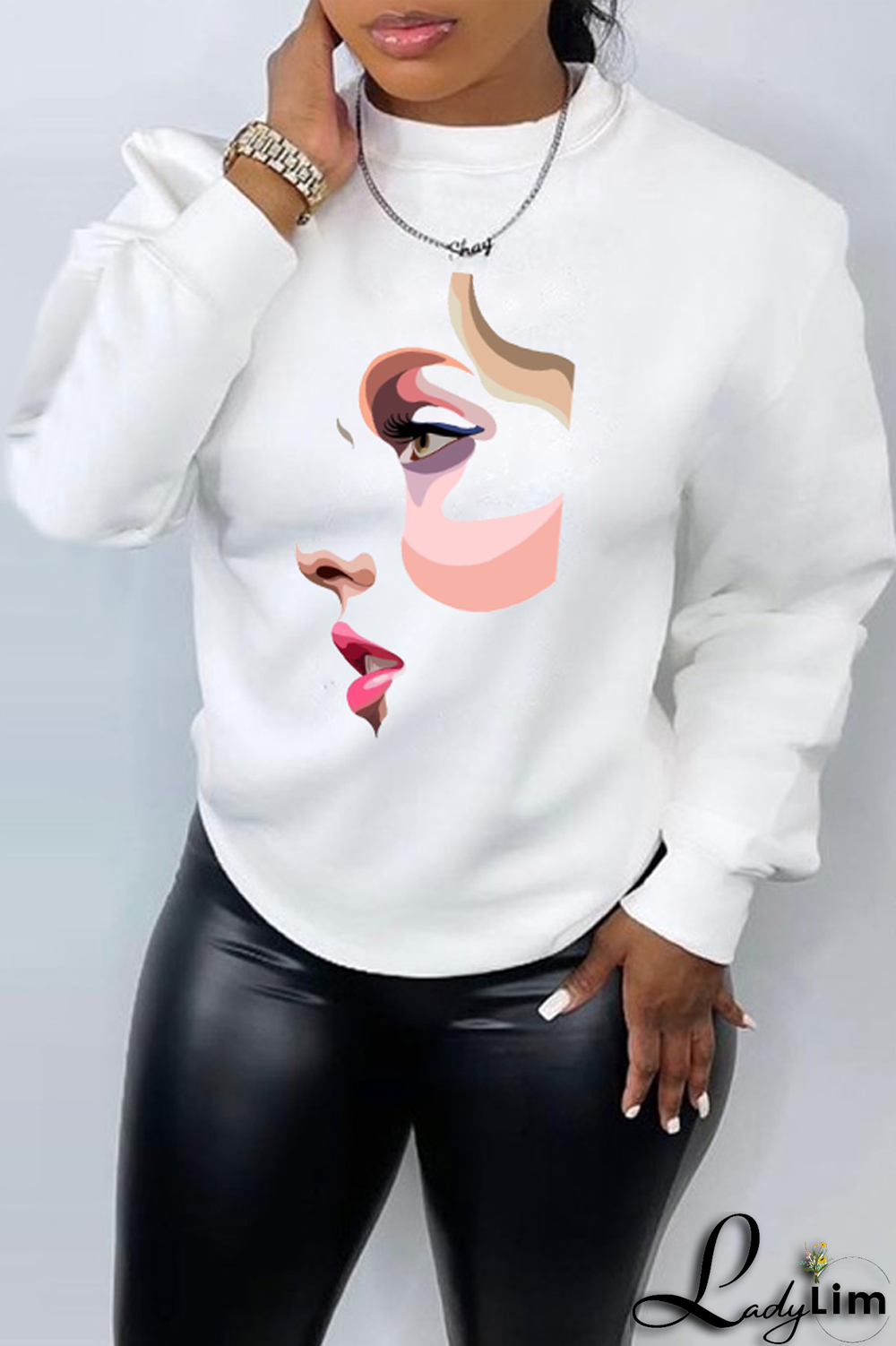 Blue Casual Daily Print Patchwork O Neck Tops