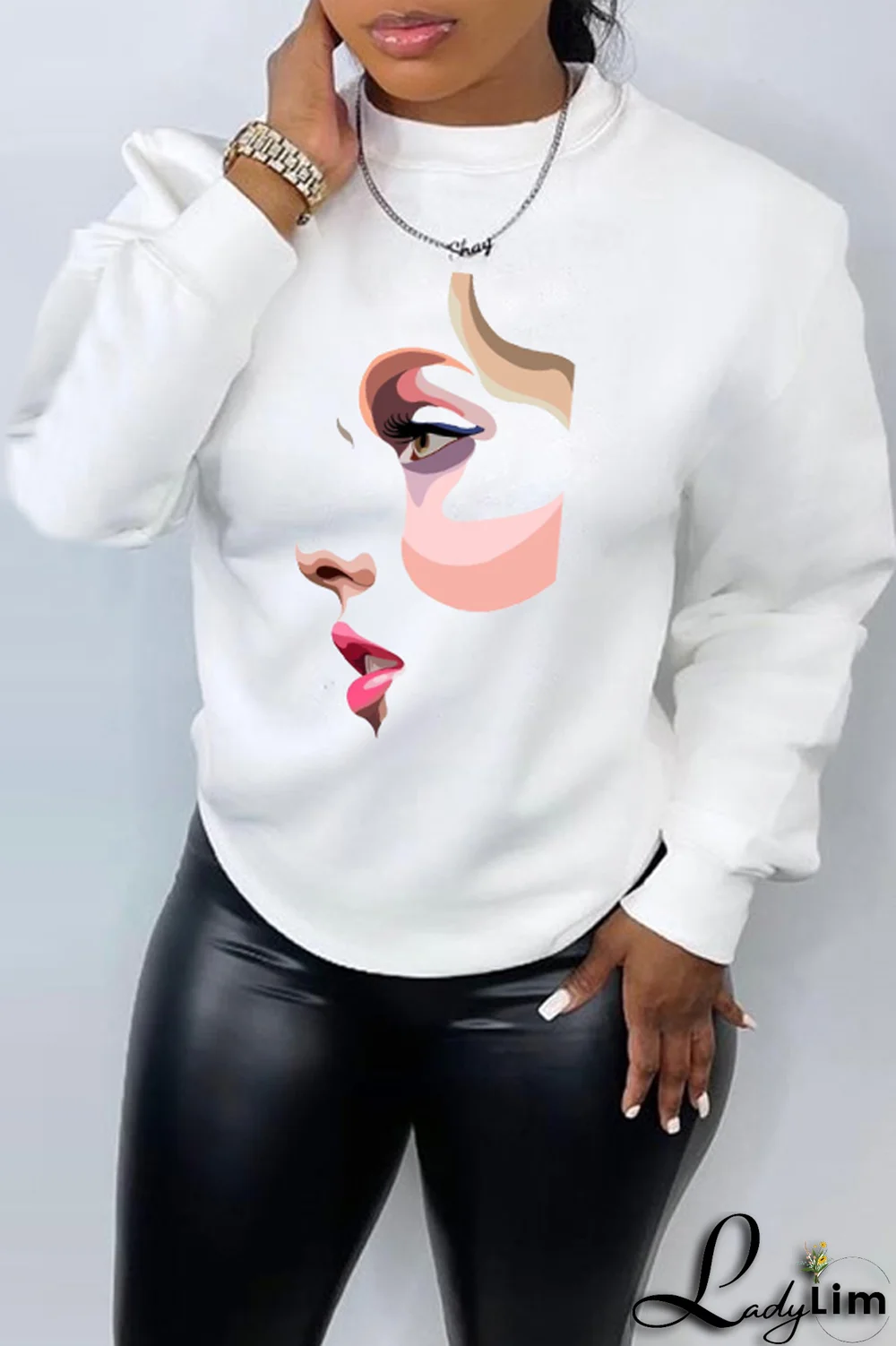 Blue Casual Daily Print Patchwork O Neck Tops