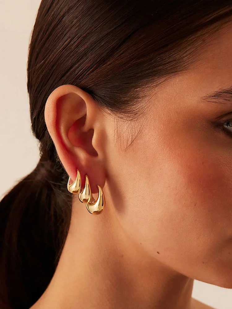 6pcs Women's Simple Geometric Copper Metal Earrings, Daily Wear And Vacation/Date Gift