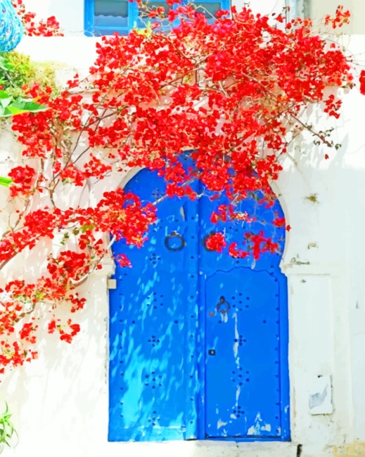 

Red Flowers And Door – Paint By Numbers - 40*50CM, 501 Original