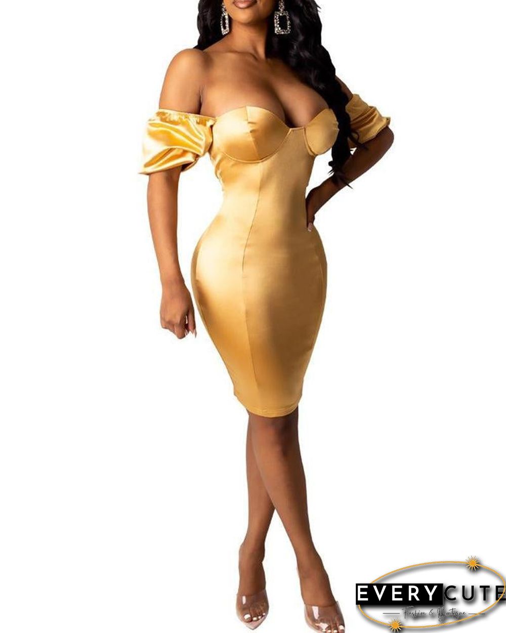 Solid Open Back Bodycon Dress