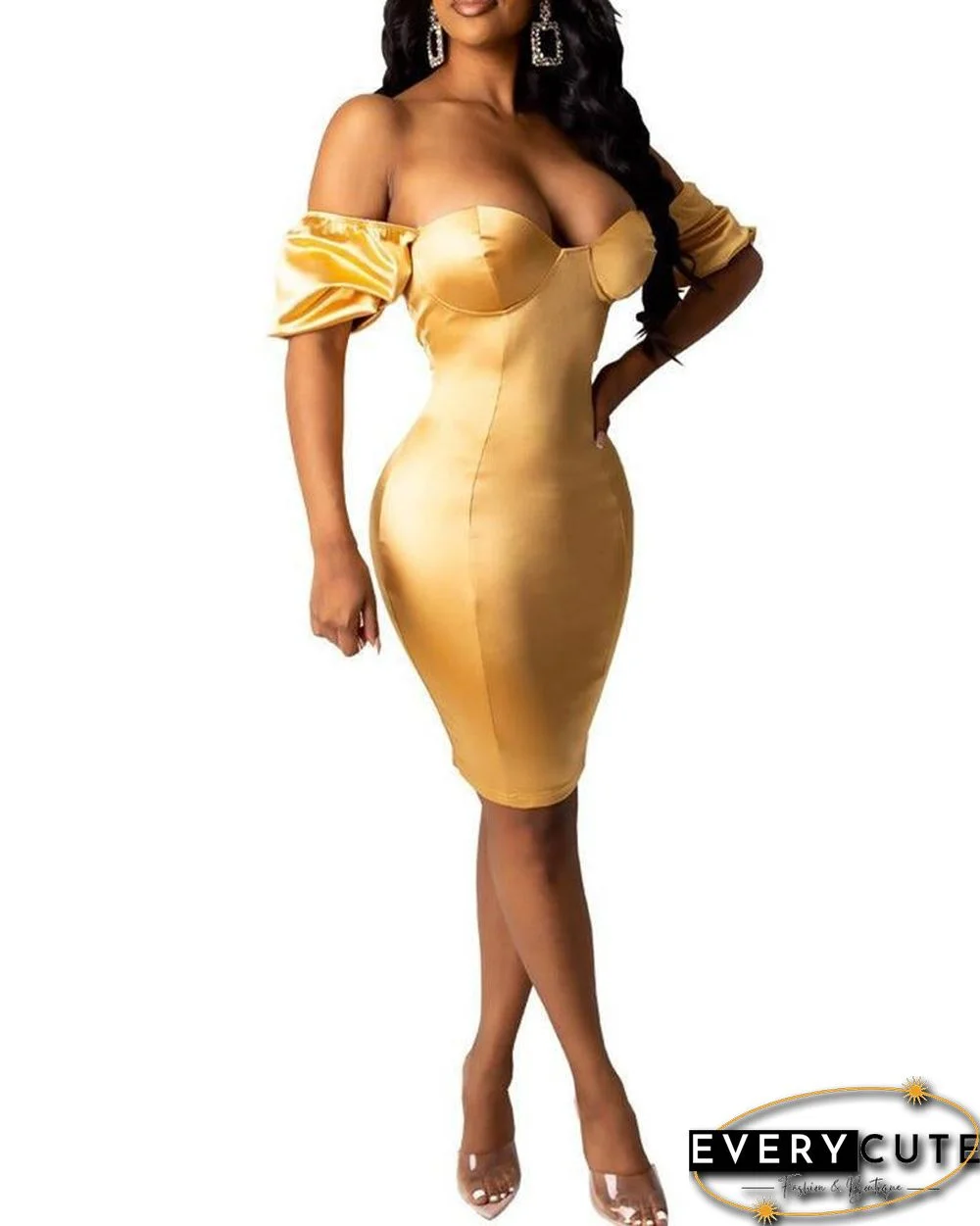 Solid Open Back Bodycon Dress