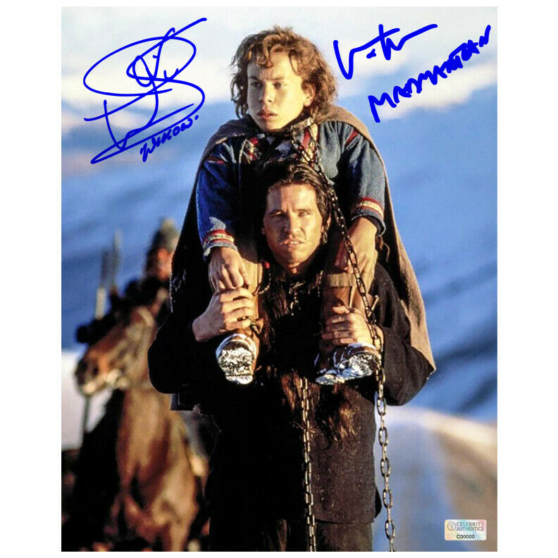 Val Kilmer, Warwick Davis Autographed Willow and Madmartigan 8×10 Scene Photo Poster painting