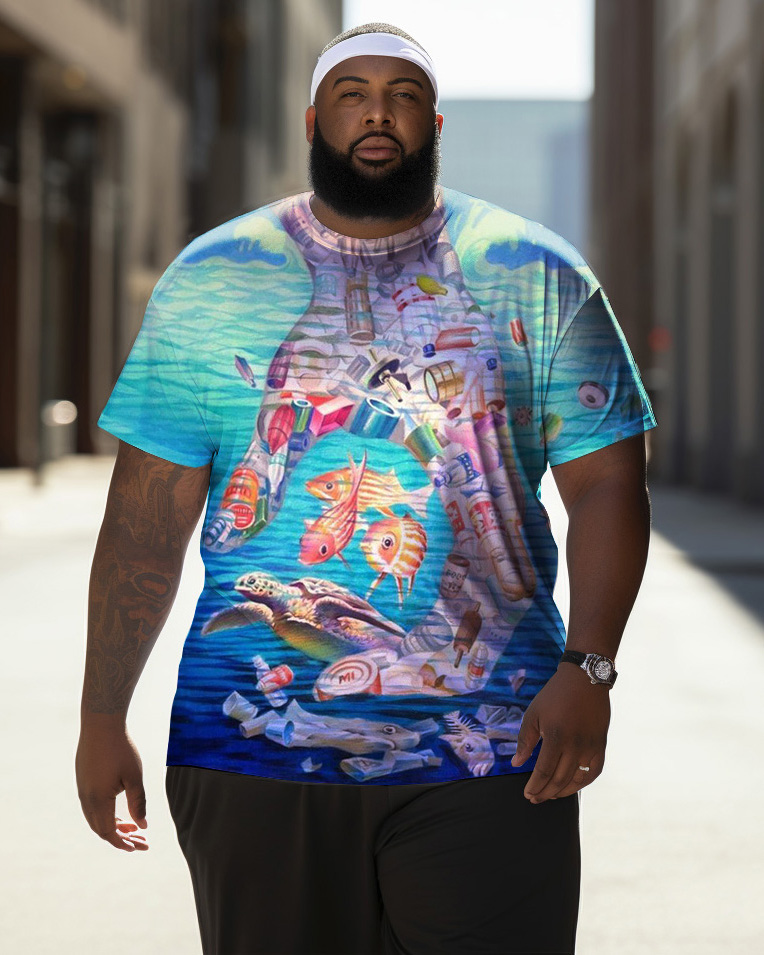 Men's Plus Size Stop Pollution And Protect The Ocean Short Sleeve T-Shirt