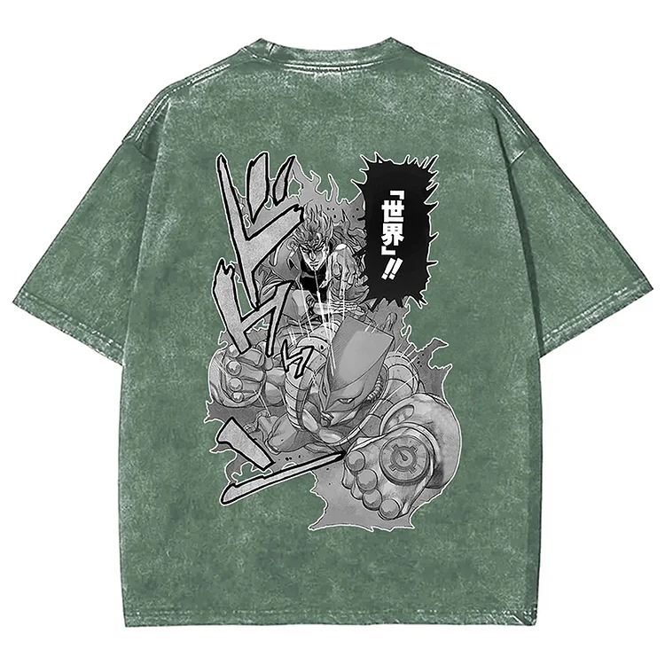 Vintage JoJo'S Bizarre Adventure, Stardust Fighter Graphic Printed Washed T-Shirt