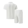 Men's Casual Waffle-Knit Two-Piece Set: Zip-Collar T-Shirt & Shorts by Inlyline