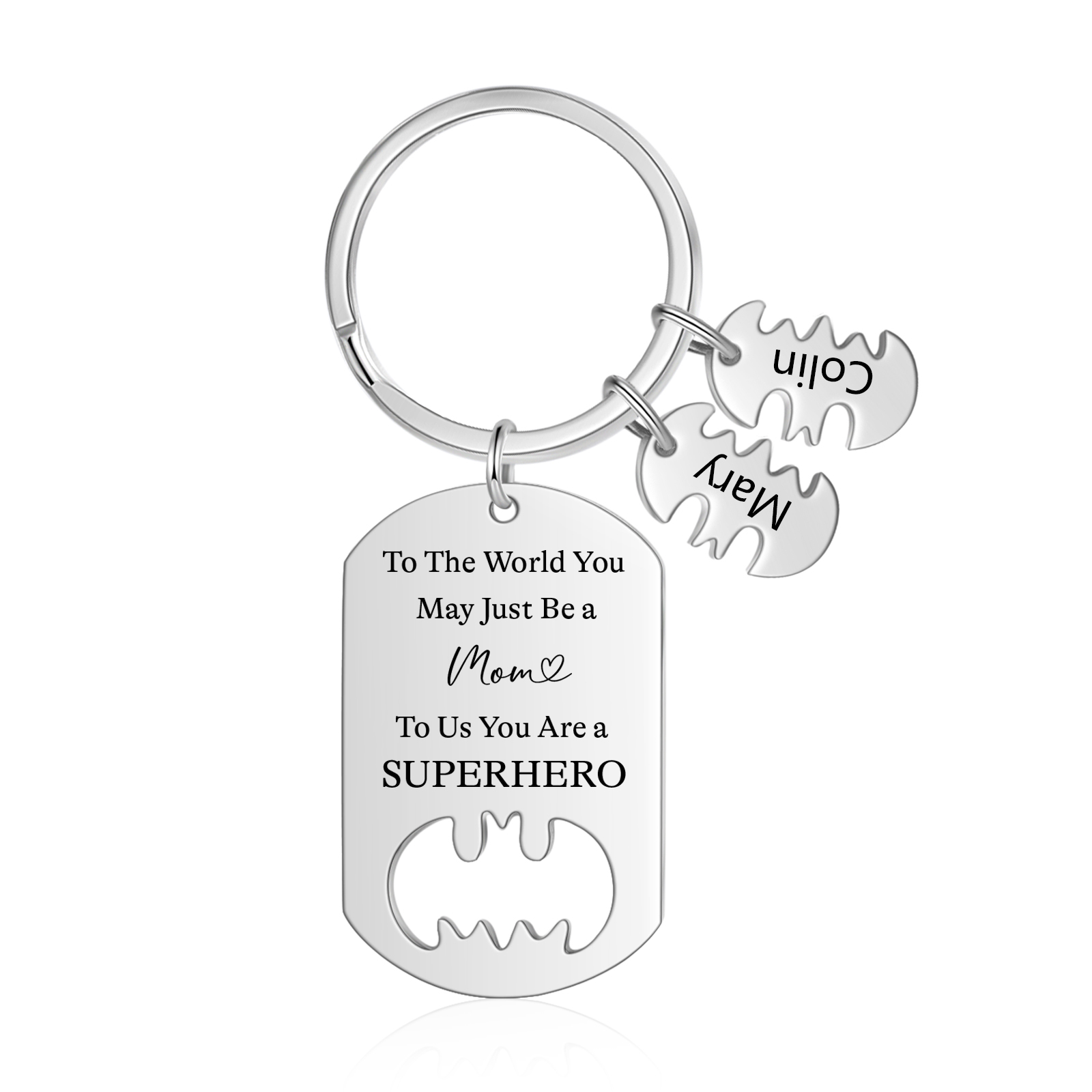 You Are A Superhero Keychain Personalised 2 Names Bat Keychain Engraved Gift for Dad/Grandpa/Grandad/Mom/Mum-Jessemade AU
