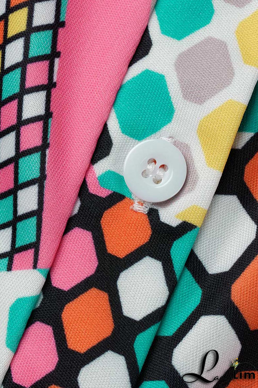 Blue Casual Print Patchwork Buckle Turndown Collar Shirt Dress Plus Size Dresses