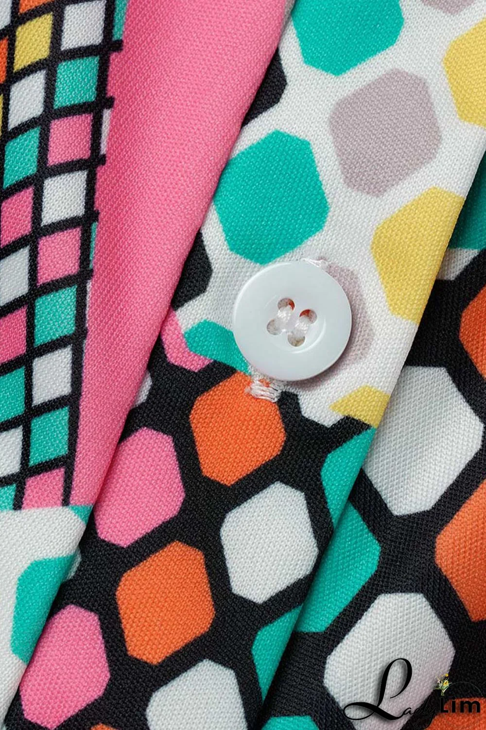 Blue Casual Print Patchwork Buckle Turndown Collar Shirt Dress Plus Size Dresses