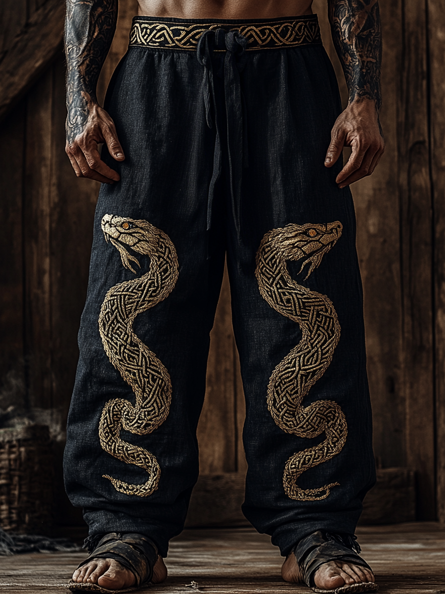 Men's Viking Nordic Knot Jörmungandr Runes Pattern Pants / Rvogue / Rvogue