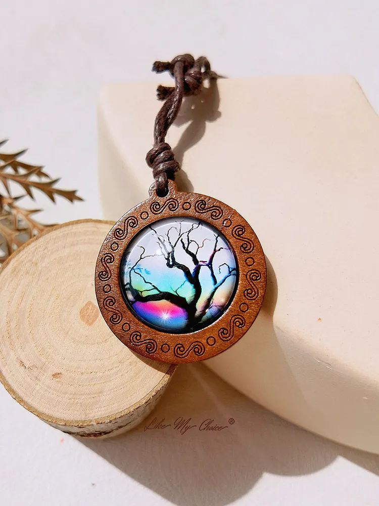 LikeMyChoice? Tree of Life Art Glass Tile Pendant Necklace