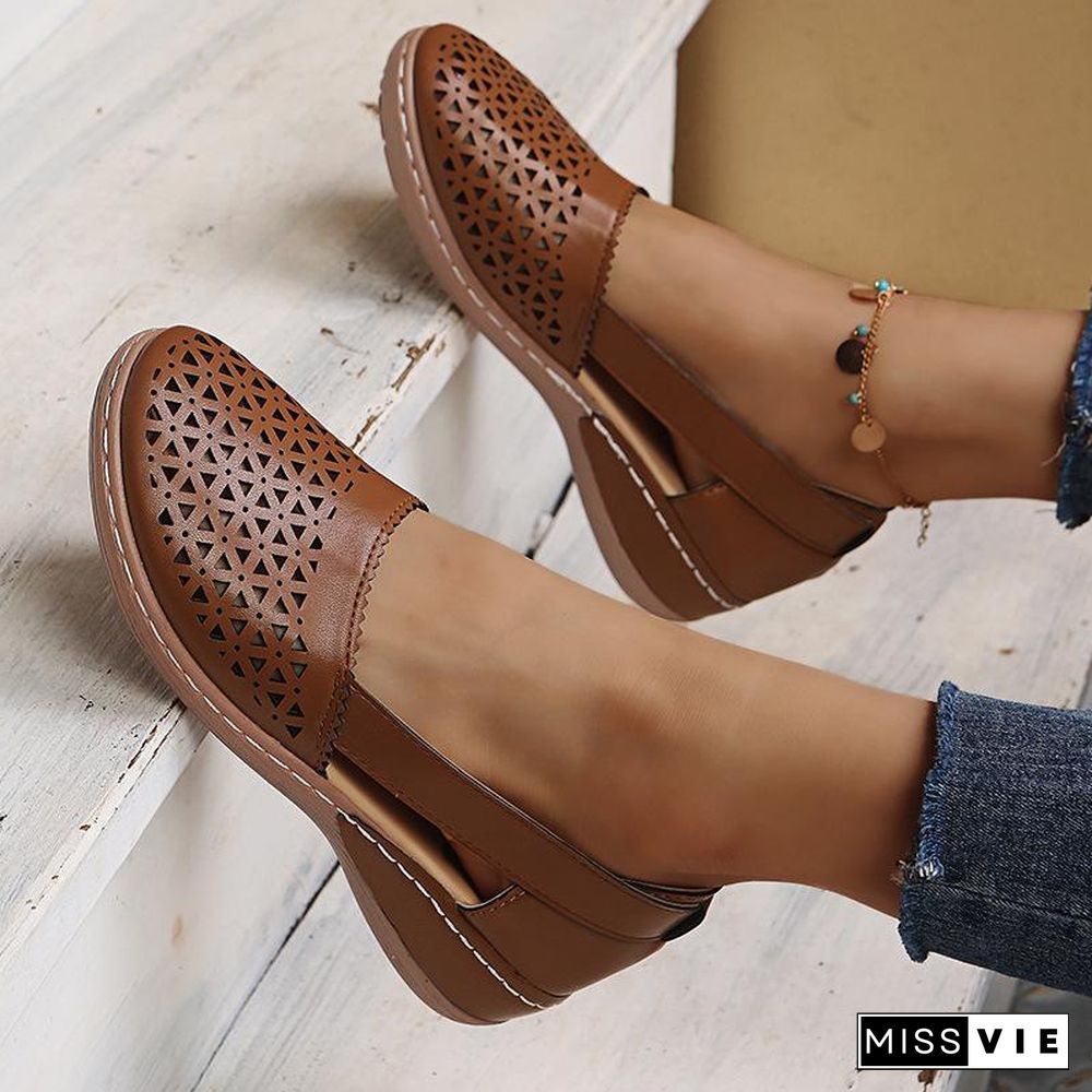 Hollow Pure Color Women Sandals