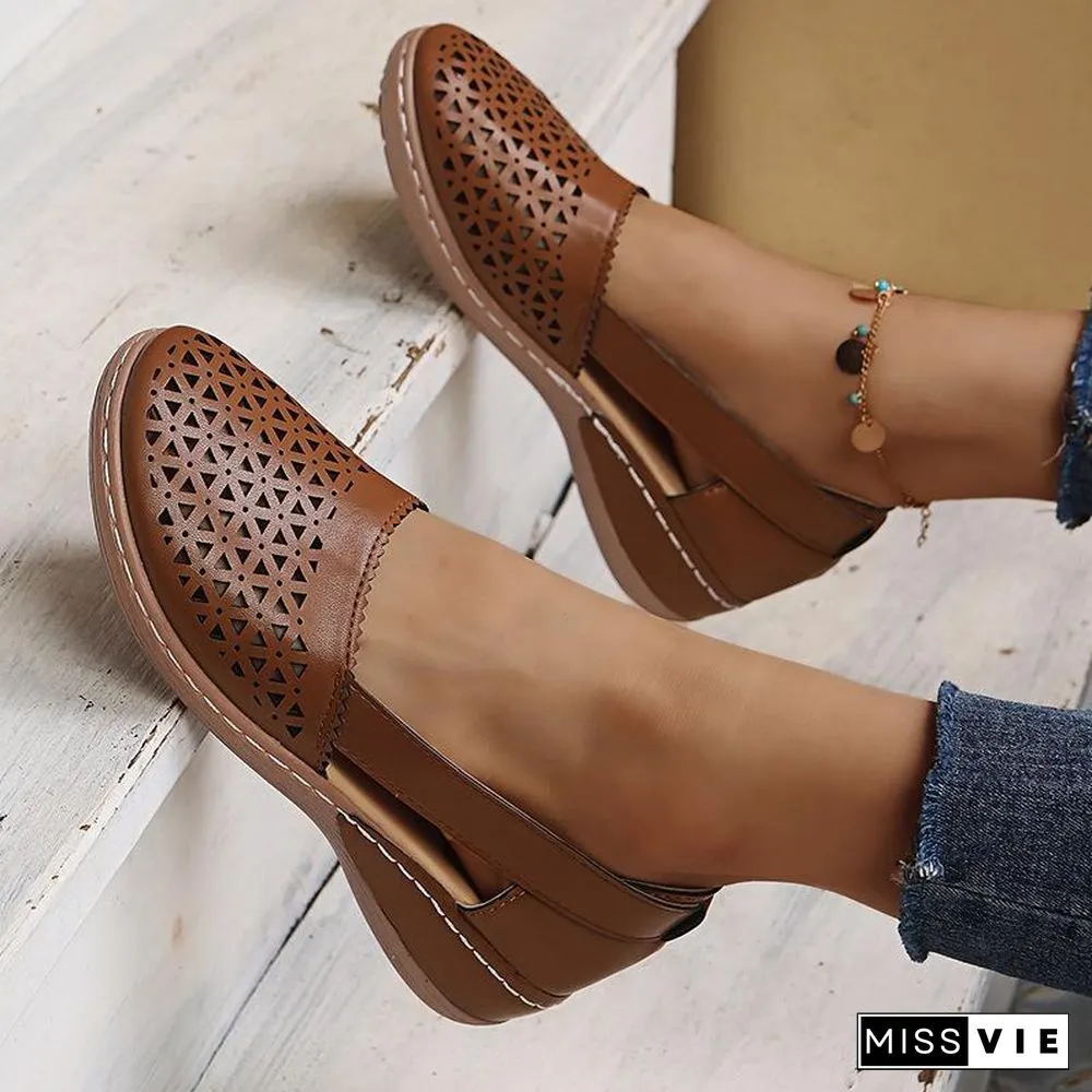 Hollow Pure Color Women Sandals