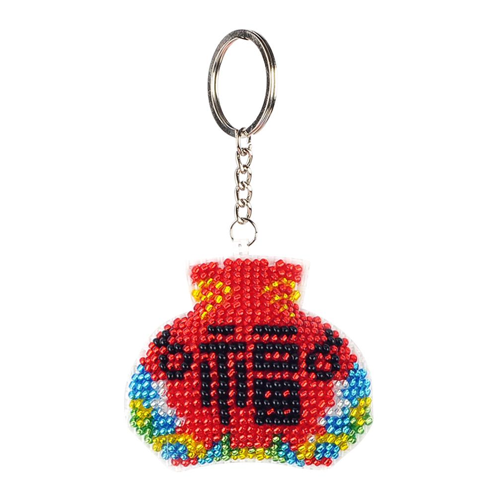 

Red Lucky Bag - Bead Embroidery - Keychain, 501 Original