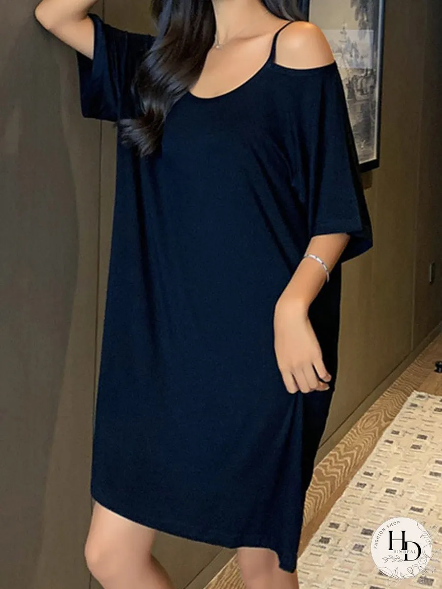 Alluring Solid Color Loose Sexy Midi Dress