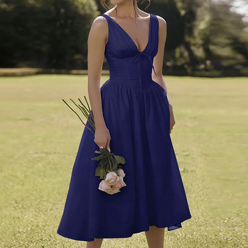 Uveng Uveng New Women's Temperament Elegant Fashion Back Print Sling Sexy Winter Dress