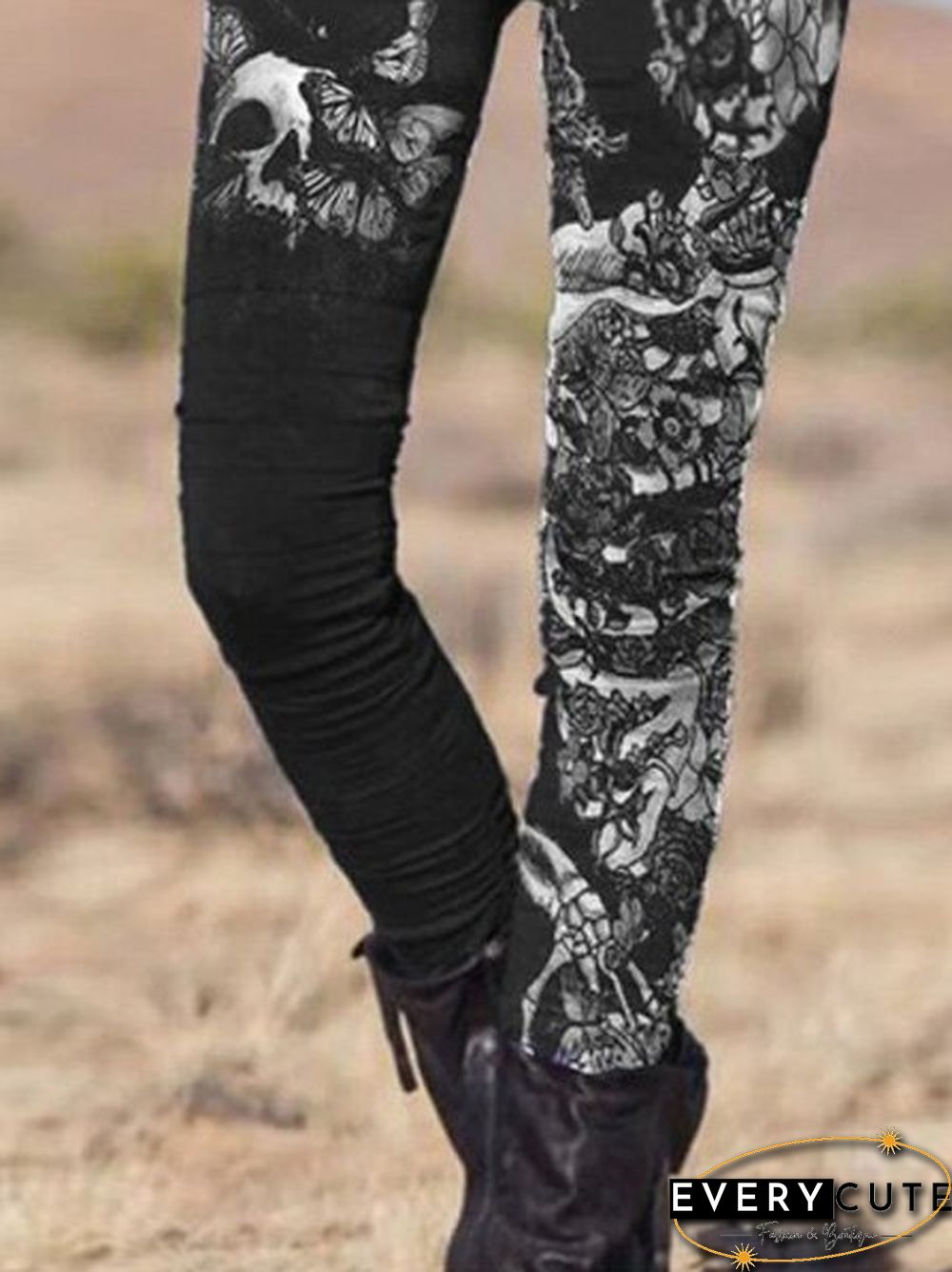 Regular fit Skull Cotton Blends Pants
