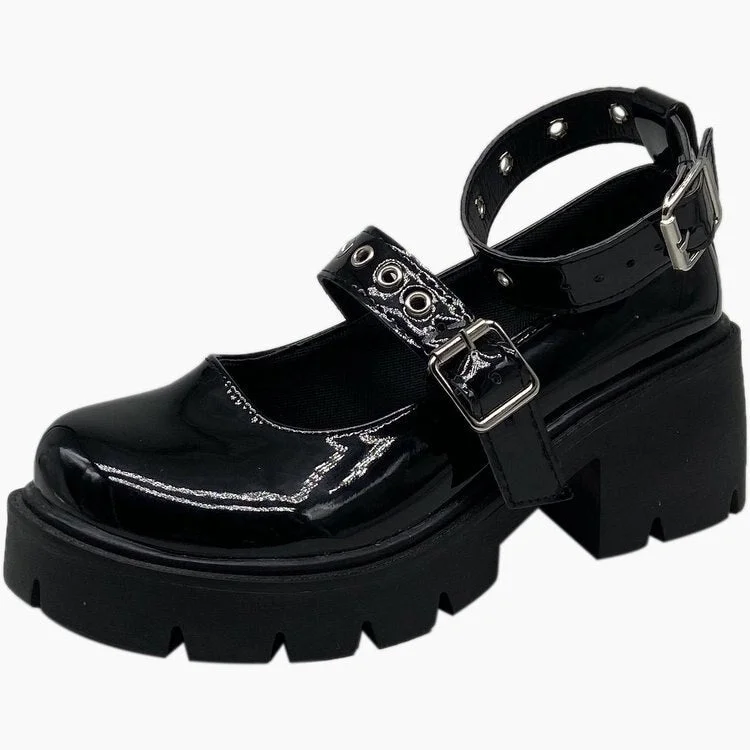 Platform Lolita Shoes Japanese Style Women Soft Leather Heel Shoes 2021 Ladies College Student Black Mary Jane Shoes Goth Punk