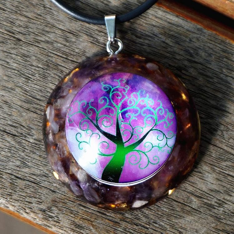 Amethyst Tree Of Life Symbol Healing Necklace