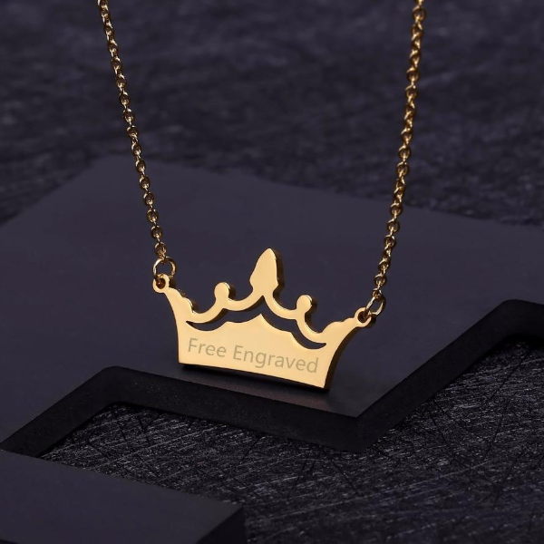 Engraved Crown Necklace