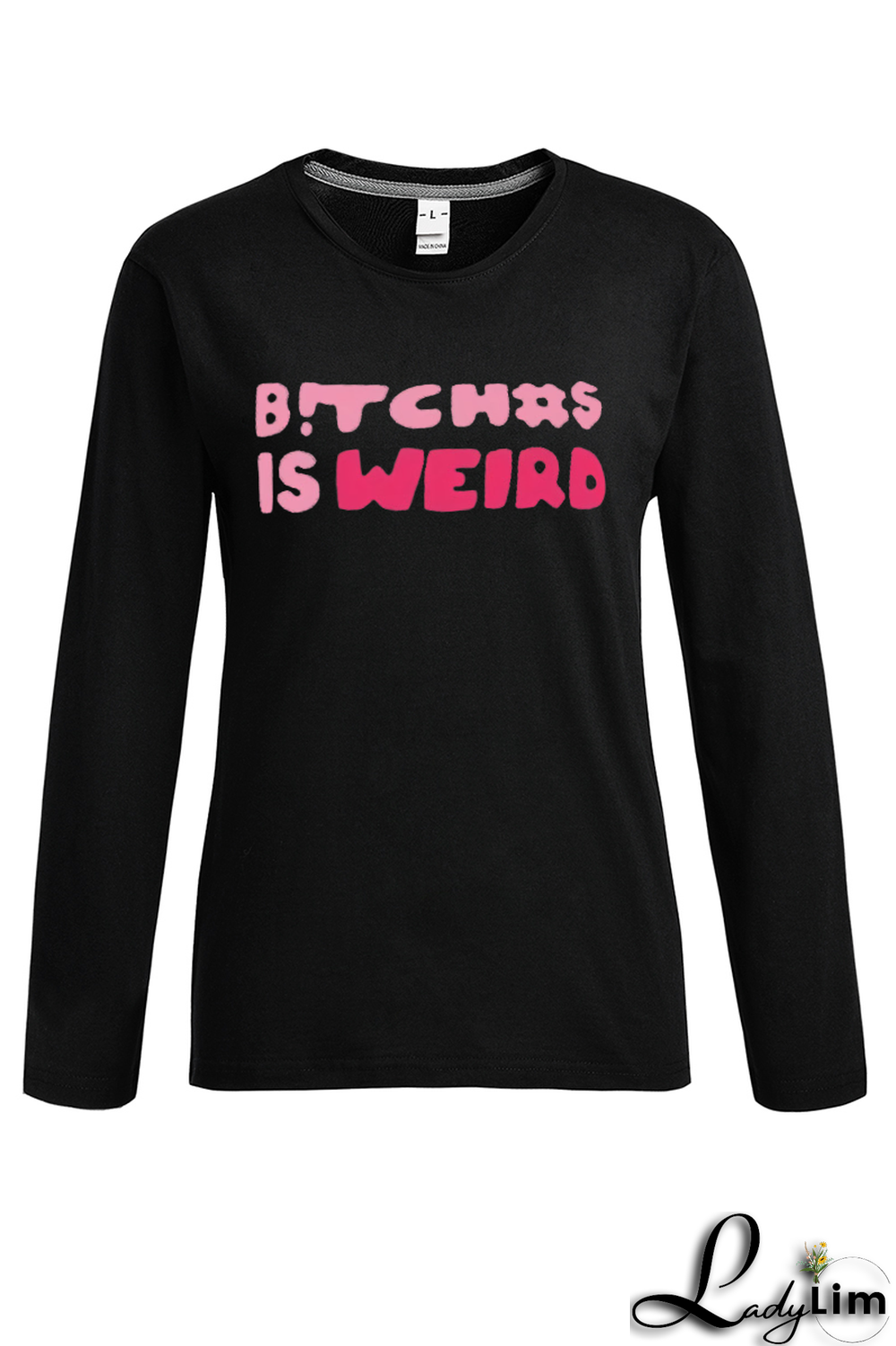 Black Fashion Street Print Letter O Neck Tops