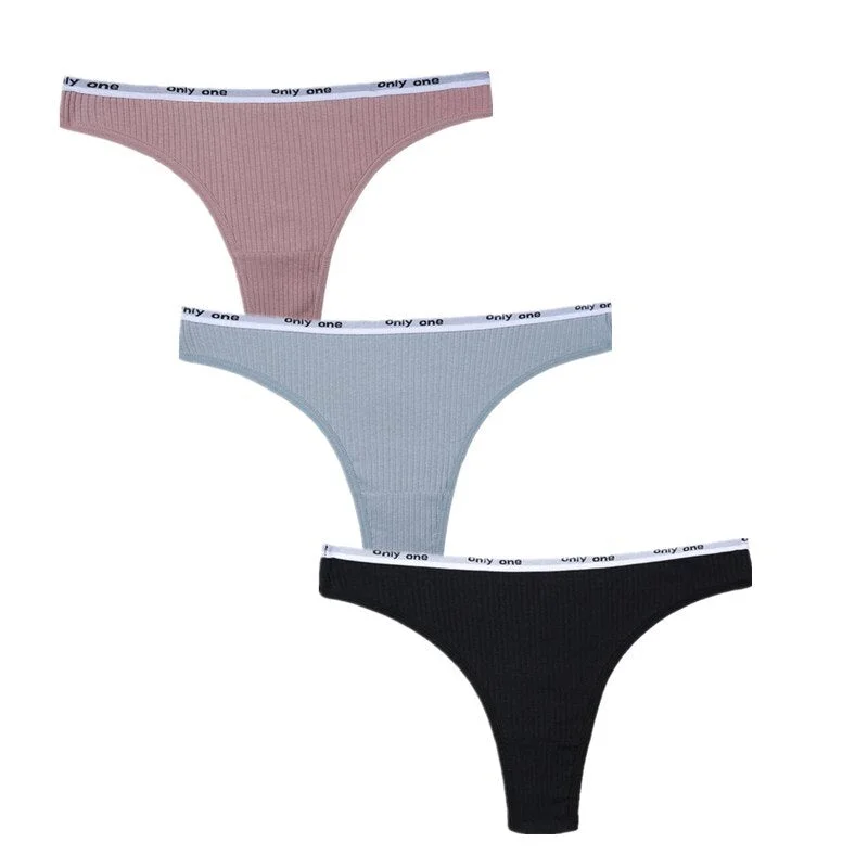 3Pcs/Lot Cotton Thong Panties Sexy G-string Briefs Lace Thongs Women Underwear Panties for Female Girls Ladies Pantys Underpants