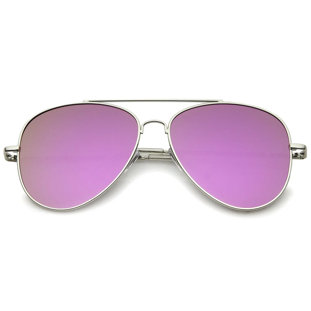 Large Full Metal Color Mirror Teardrop Flat Lens Aviator glasses 60mm