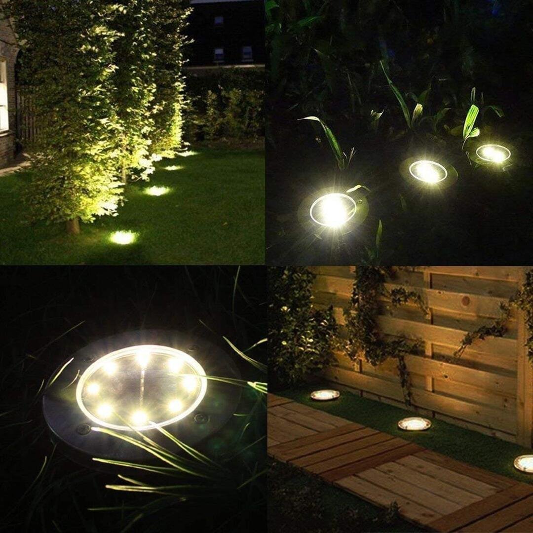 Solar Ground Lights 8 Led Solar Garden Lights Outdoor Disk Lights Waterproof