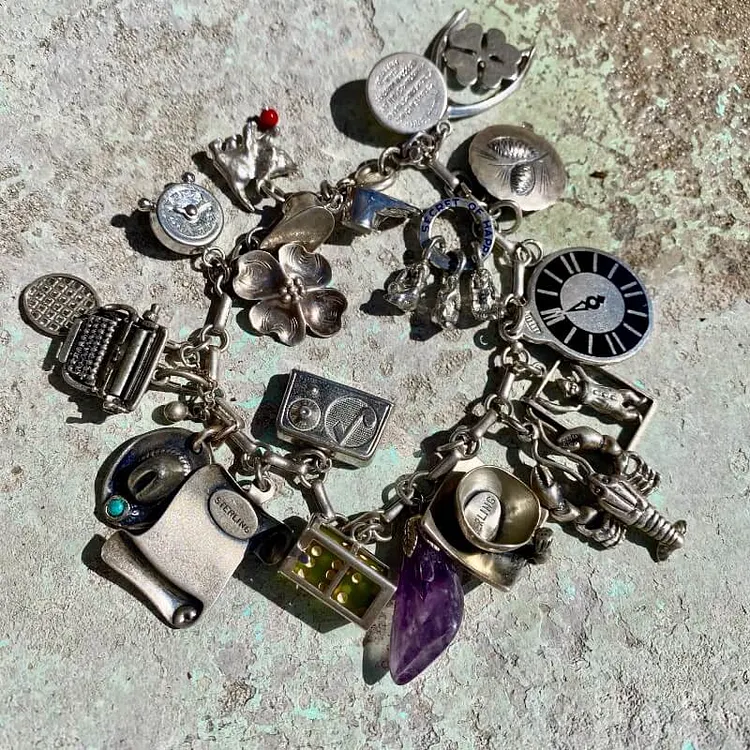 1950s Sterling Silver 19 Charm Bracelet