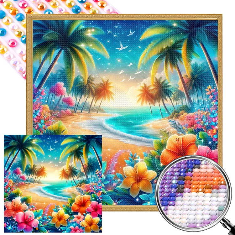 Summer Beach·Seaside 40*40CM (Canvas) Full AB Round Drill Diamond Painting gbfke