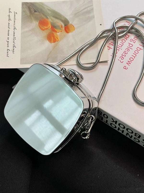 Apple Gold Apple Silver Square Gold Arylic Solid Color Round Evening Bags