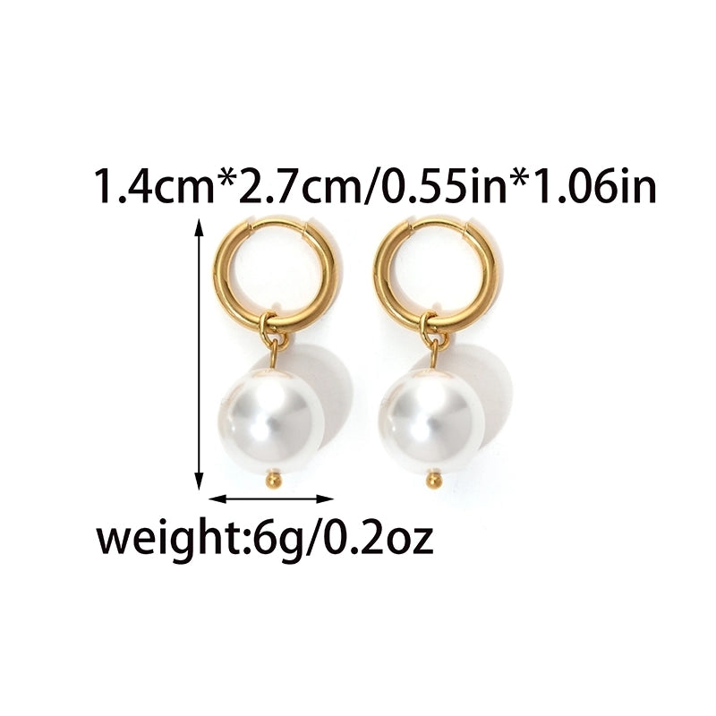 1 Pair Classical Cute Baroque Style Geometric 304 Stainless Steel Imitation Pearl 14K Gold Plated Drop Earrings