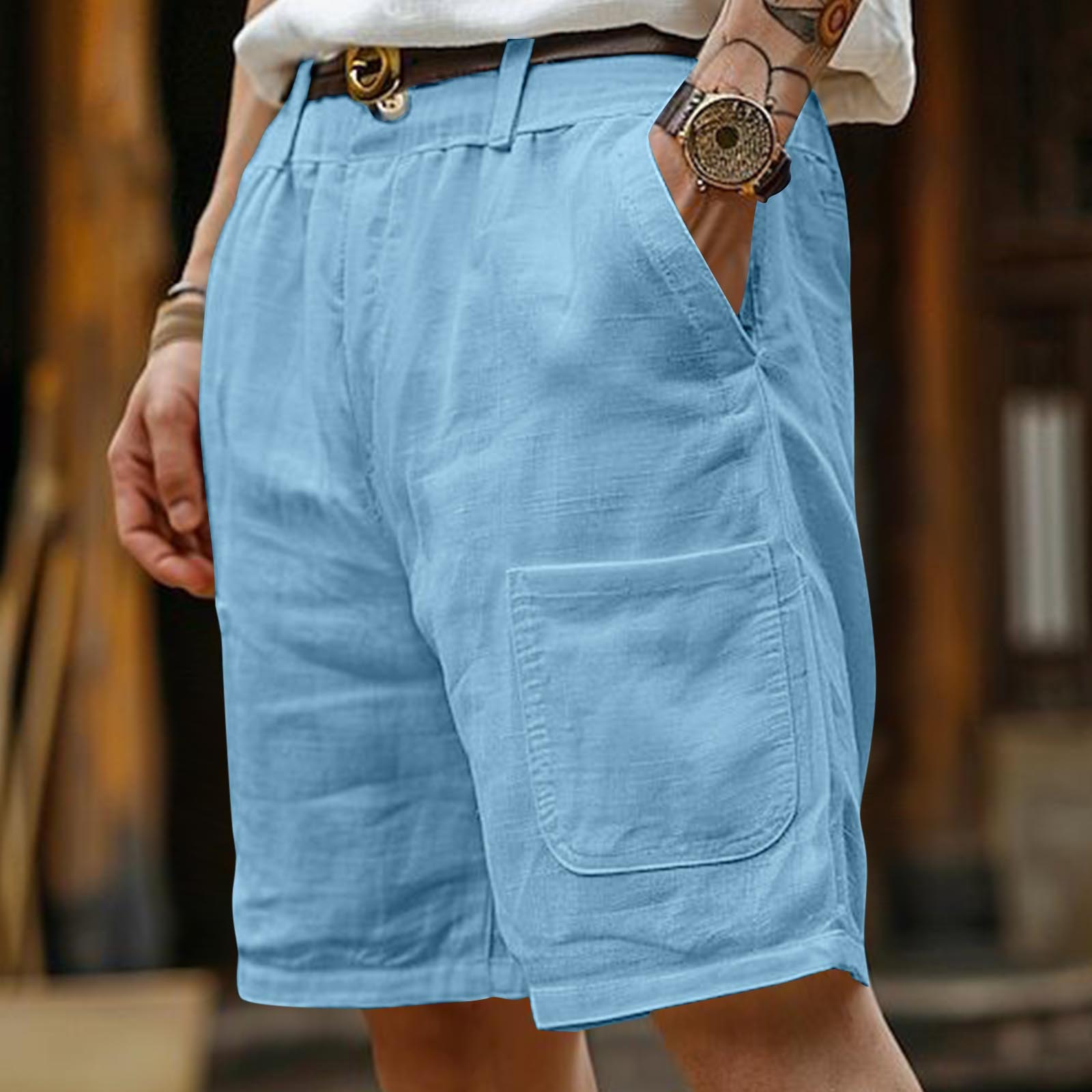  Stylish Men's Casual Shorts with Functional Pockets and Classic Design