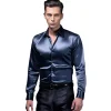 Men's Satin Nightclub Lined Long Sleeve Shirt Performance Shirt