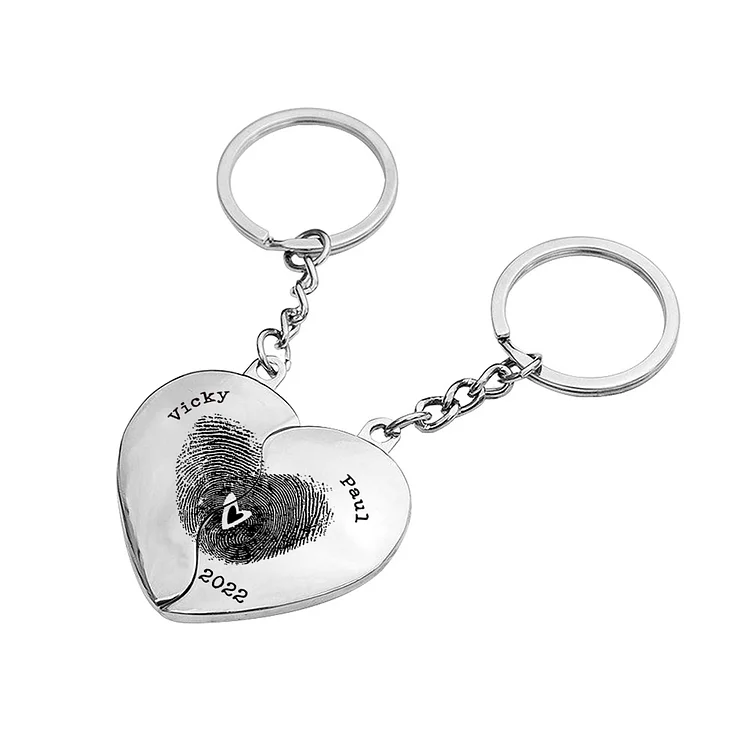 Personalized Name Puzzle Heart Couple Keychain Engrave Matching Couple Gifts, Special Gift For Him/Her