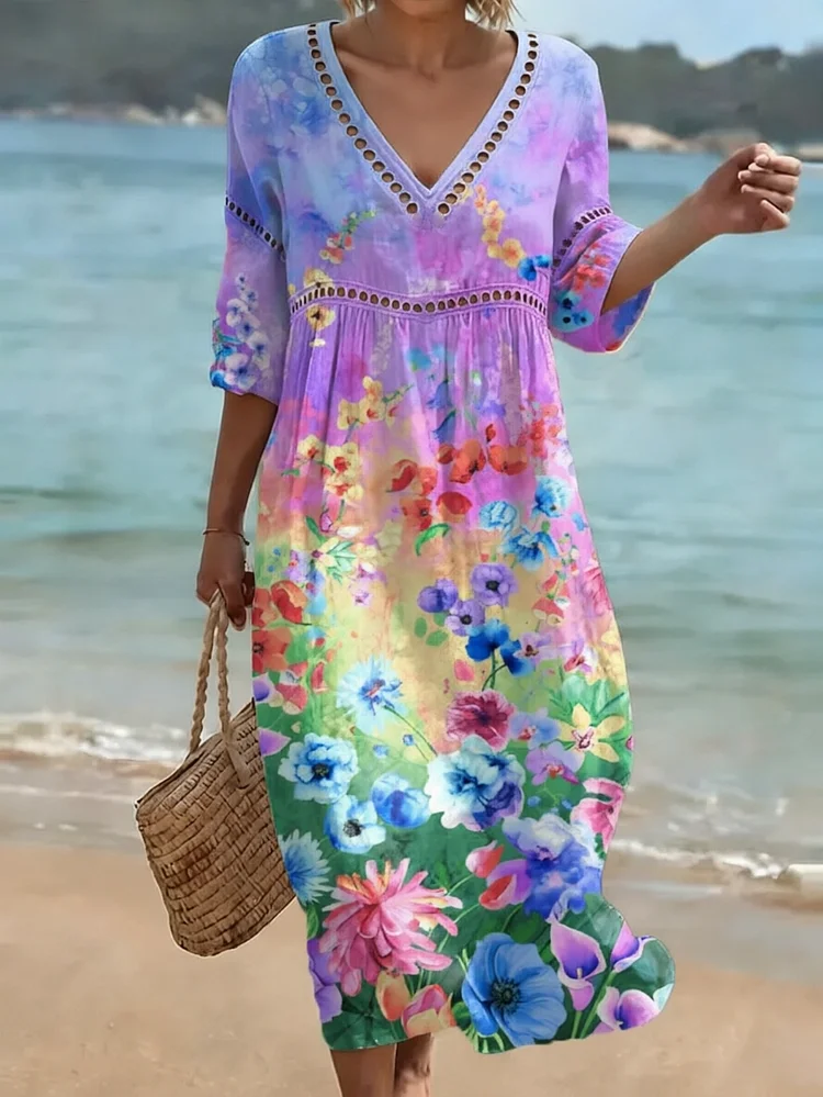 [Spot Big Sale] Women's Floral Print Casual Dress
