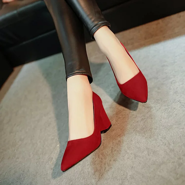 Women's Elegant Fashion Thick Heeled Pointed High Heels  Stunahome.com