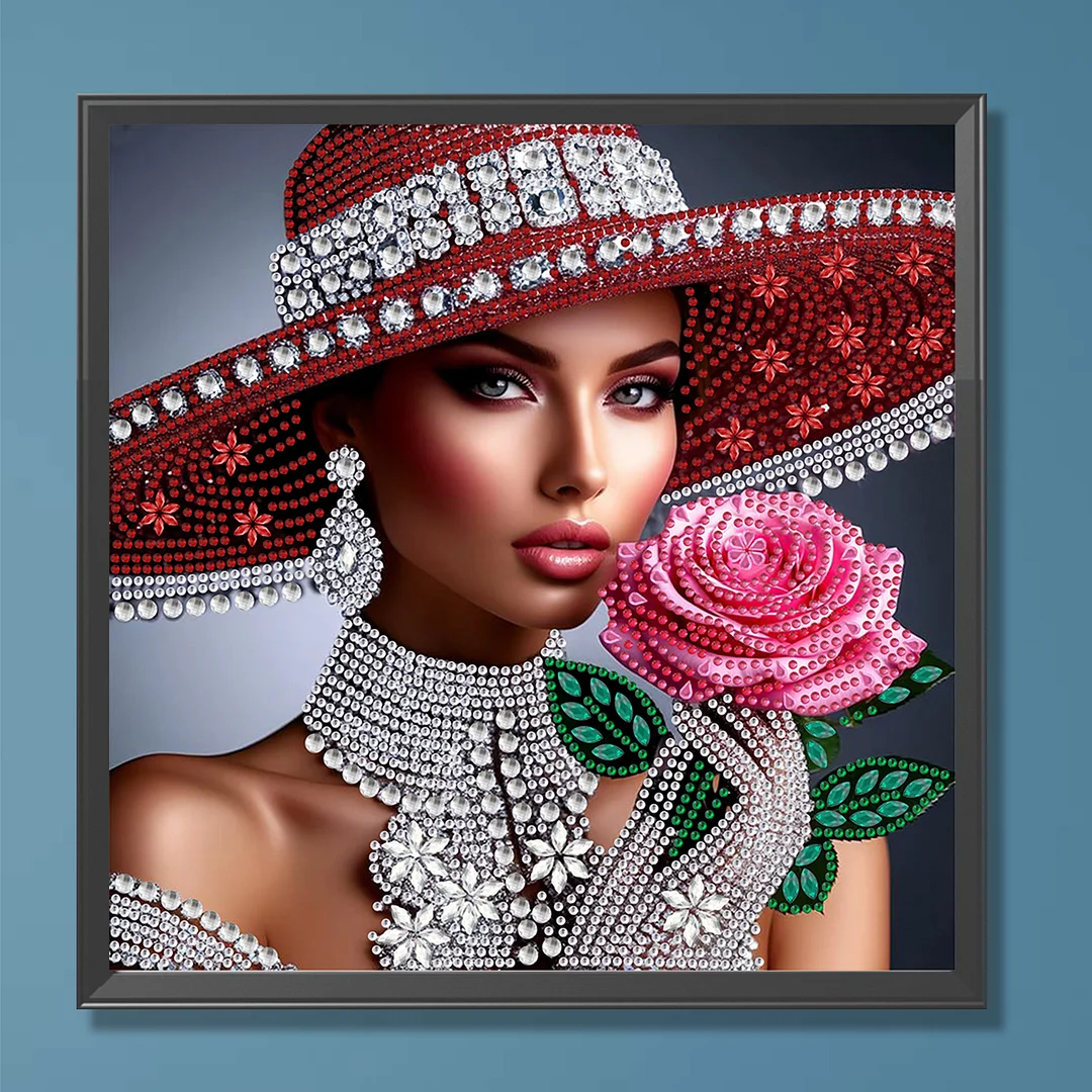 Diamond Painting - Partial Special Shaped Drill - Lady(Canvas|30x30cm)