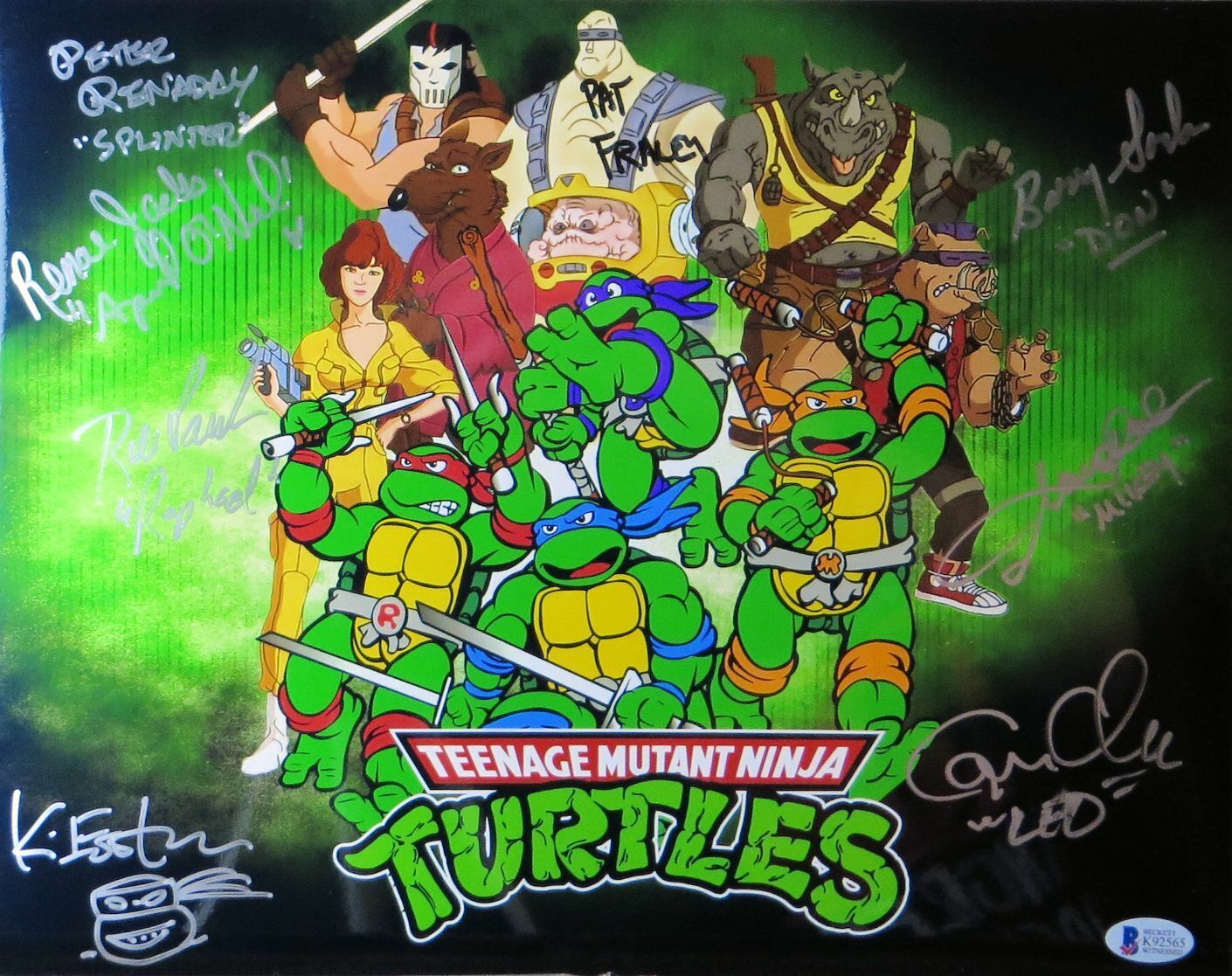 Teenage Mutant Ninja Turtles Cast Signed 11X14 Photo Poster painting 8 Autos Beckett K92565