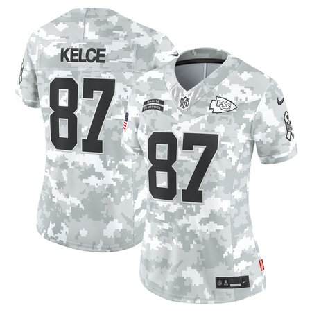 Women's Kansas City Chiefs #87 Travis Kelce  Arctic Camo 2024 Salute to Service Limited Jersey