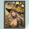 Black And Gold Witch-14CT Stamped Cross Stitch 40*53cm/15.75*20.87in