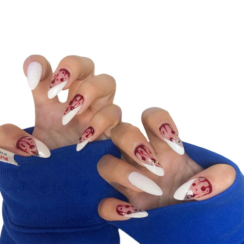 24pcs French False Nails Gradient Hit Color Fake Nail Press On Nail Manicure Nail Art Decoration Fullcover Tips With Glue-Nail Inspo