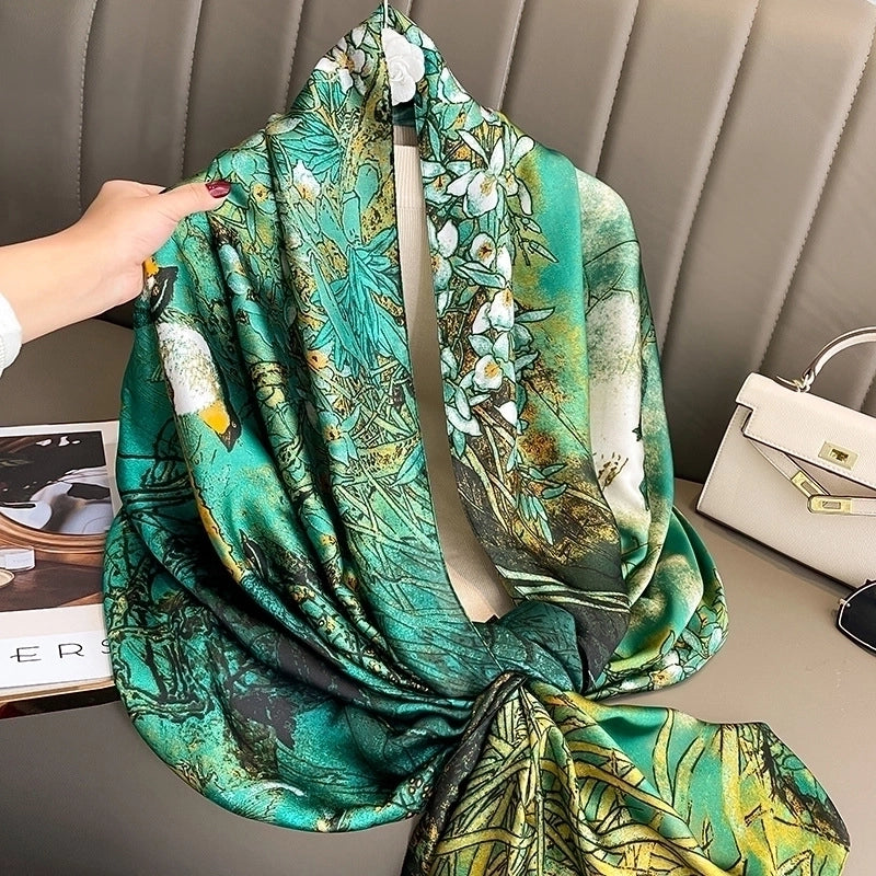 Adults Ig Style Mango Satin Printing Silk Scarf Shawl